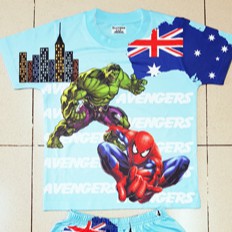 Bộ thun cotton Thái lạnh in hoạt hình spiderman người xanh