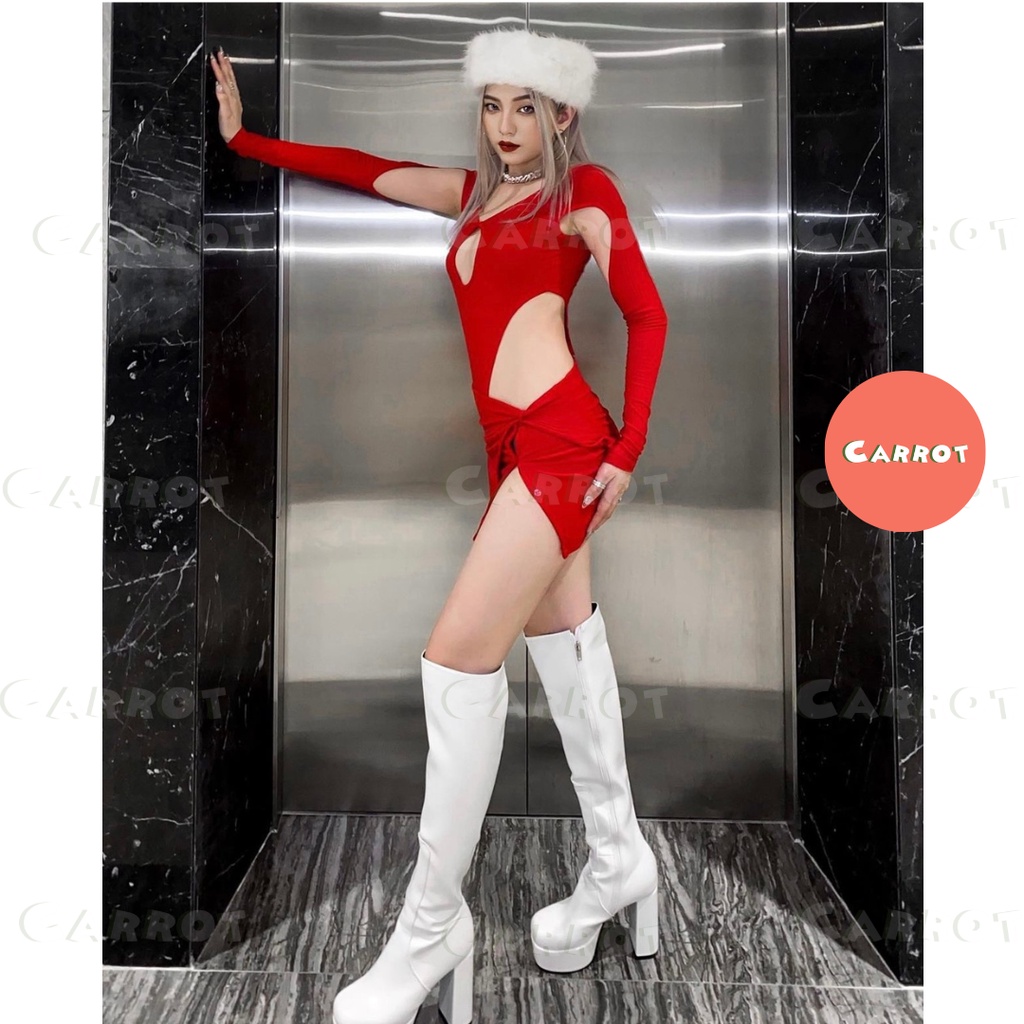 Set áo croptop dài tay khoét kèm chân váy ngắn gợi cảm thời trang cho nữ carrotxinhdep (114)