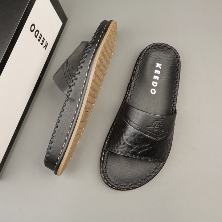 Dép đế may sẵn da bò quai ngang cao cấp KEEDO TL-708