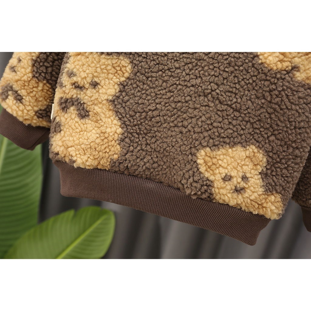 Bộ nỉ lông cừu lót bông siêu ấm áp cho bé trai và bé gái