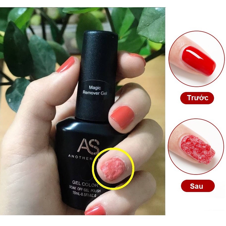 Nước phá sơn gel AS phá sơn móng tay gel nhanh chóng hiệu quả không gây tổn thương móng và da tay VUA SƠN AS 15ml