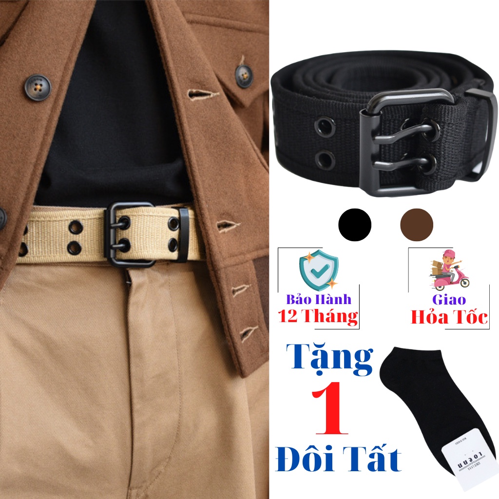 Dây thắt lưng vải canvas,dây nịt nam vải dù Unisex nhiều màu khóa kim loại chống gỉ thời trang nam -R35