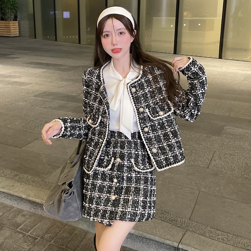 (Hàng order) Set váy dạ kẻ caro phối chân váy chữ A | BigBuy360 - bigbuy360.vn