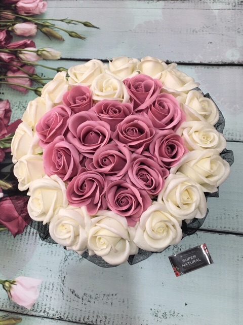 🌸🌺  Hoa Sáp hộp tròn 33 bông  mix màu    🌺