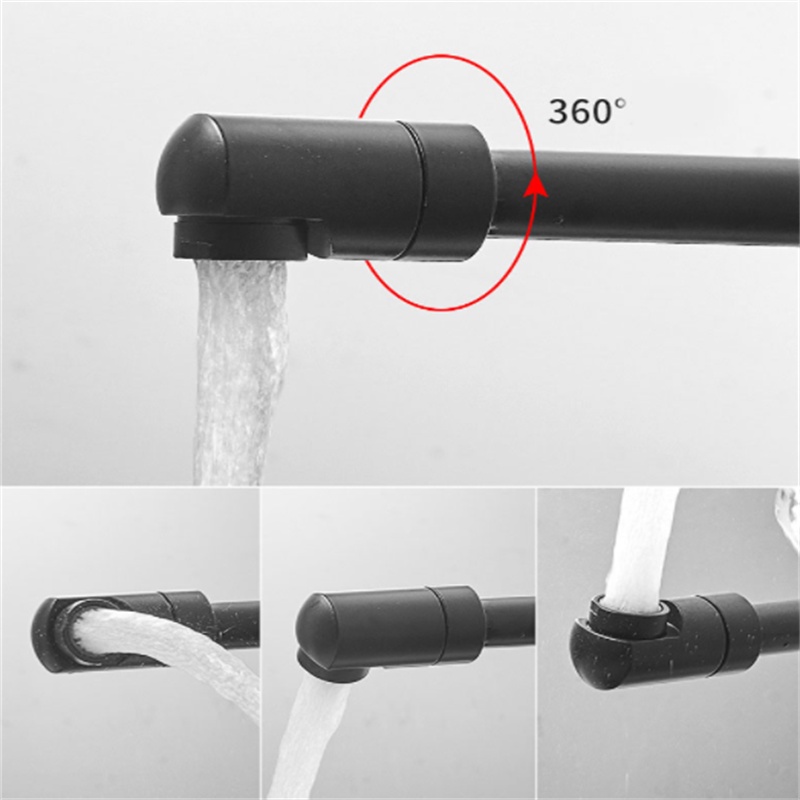 Vòi Nước Bồn Rửa Đơn Màu Đen Bằng Đồng Thau Gắn Tường Xoay 360 Độ Thông Dụng Cho Nhà Bếp / Phòng Tắm