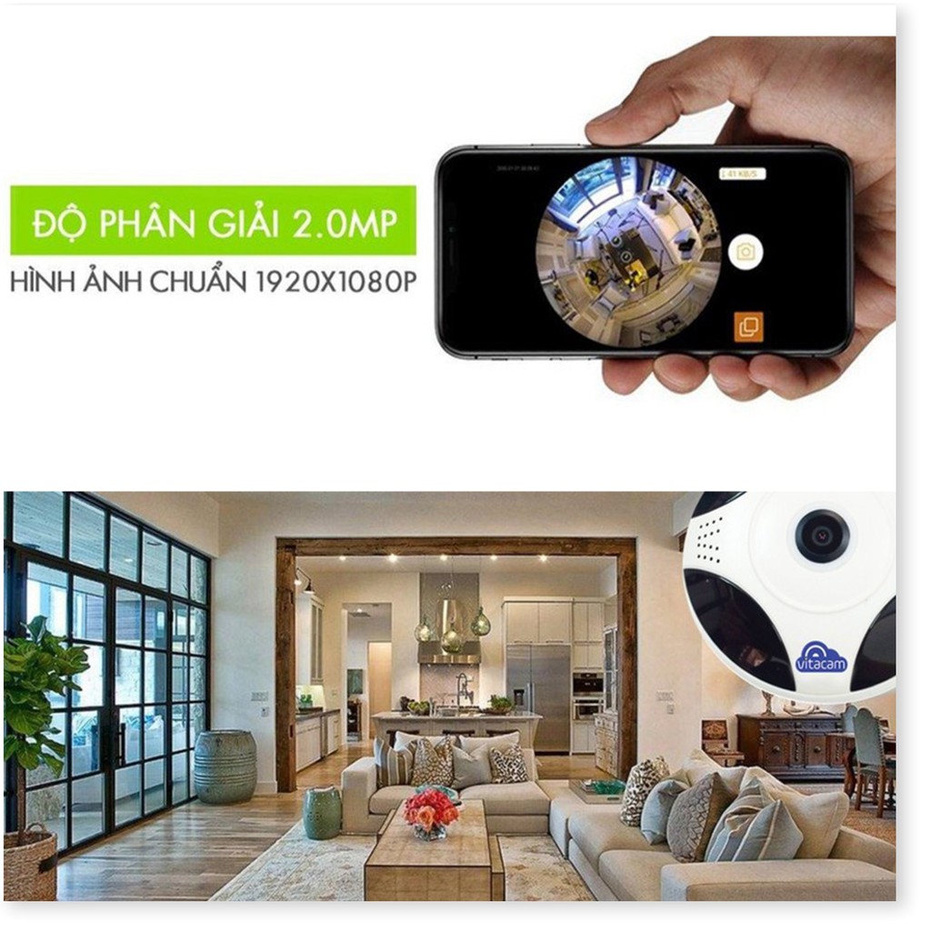 Camera IP Wifi 2.0MP ốp trần Panorama Vitacam VR1080 - Góc nhìn toàn cảnh 360 độ - VR1080