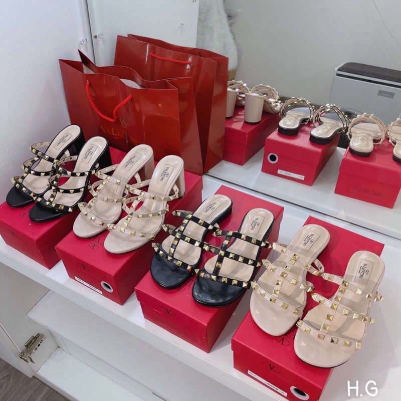 Guốc, dép vltn quai đinh gót trụ 7p đế logo fullbox