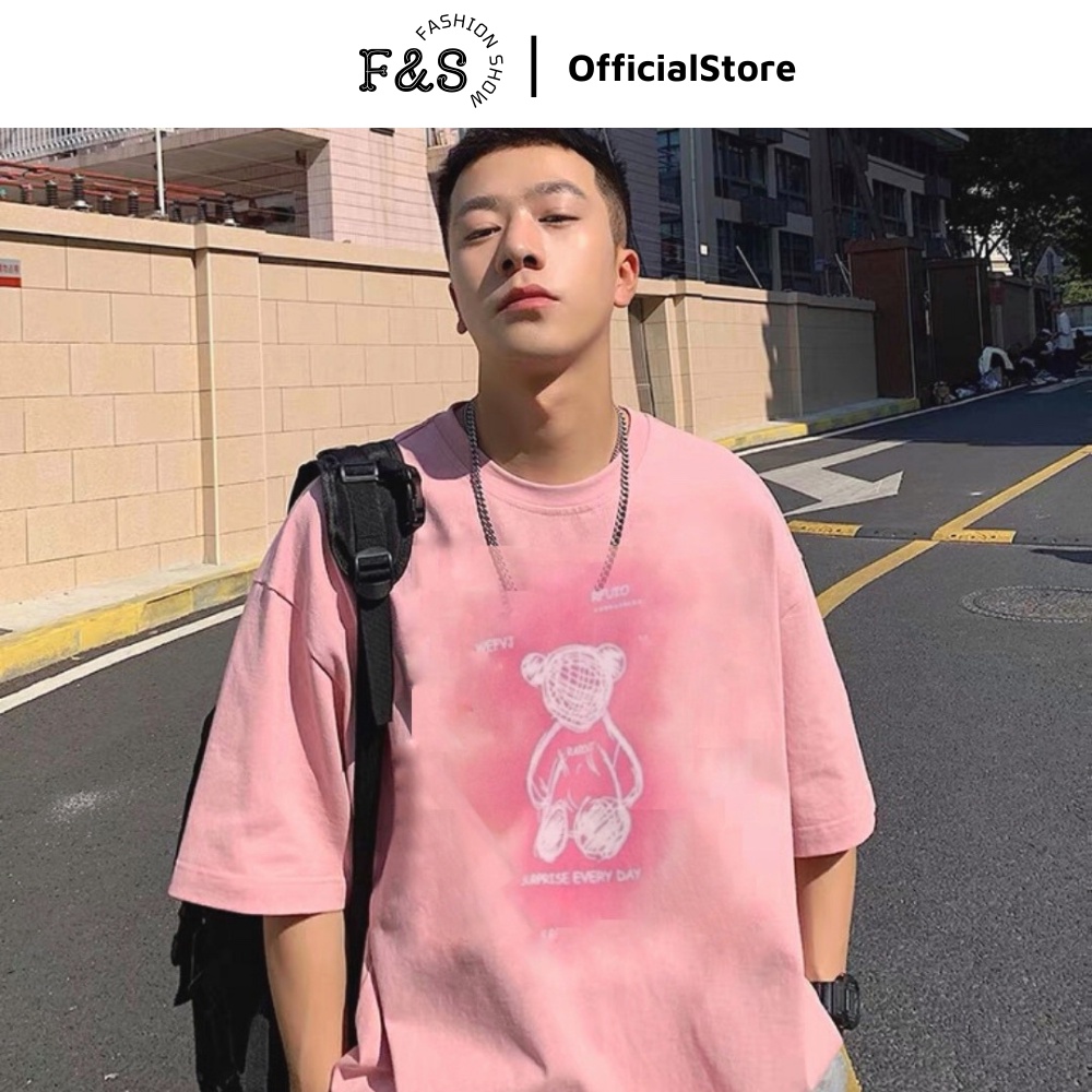 Áo thun tay lỡ unisex GẤU SURPRISE EVERYDAY - Áo phông F&S nam nữ form rộng cho cặp đôi phong cách hàn quốc
