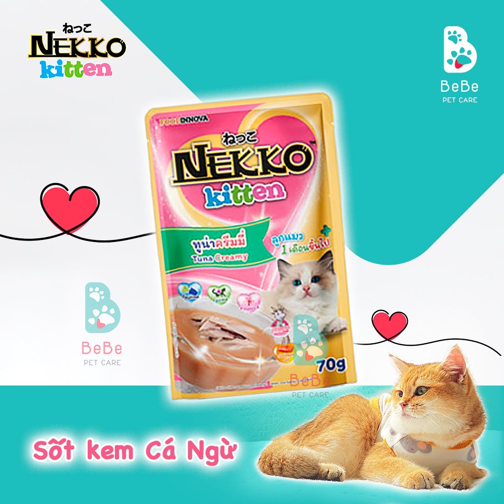 Pate NEKKO Kitten Dòng Mới Cho Mèo Con Từ 2 - 12 Tháng Tuổi - Gói 70gr Nhập Khẩu Thái Lan