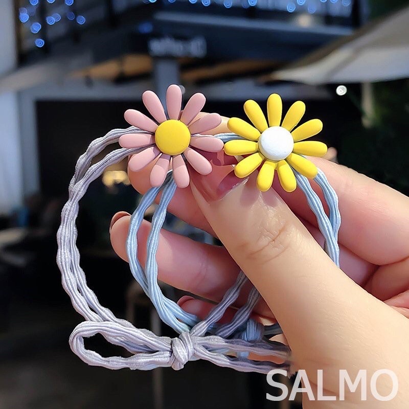 Dây buộc tóc hoa cúc nhí hàn quốc, sợi chun đôi siêu dai bền