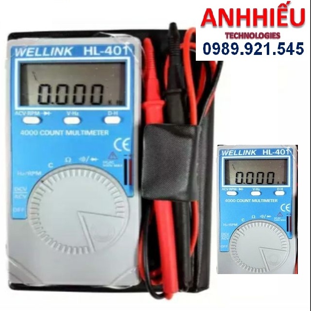 WELLINK HL - 401 Đồng Hồ Đo Điện Tử Vạn Năng Bỏ Túi Đo Tụ Đo Tần Số HL 401