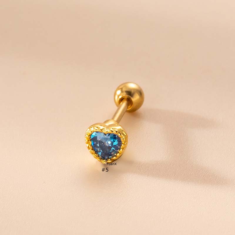 1 Khuyên Tai Helix Thép Không Gỉ Đính Đá Zircon Xanh Dương 20Gauge