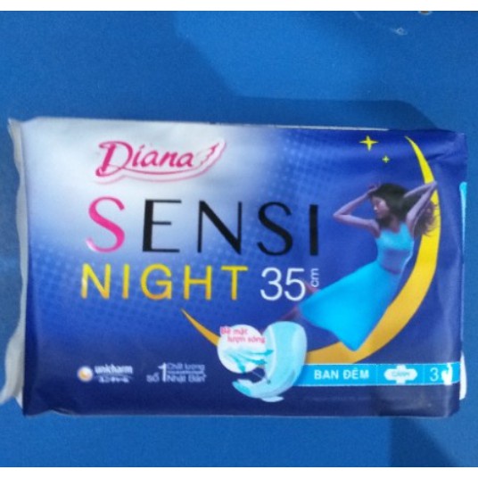 Băng vệ sinh ban đêm Diana Sensi Night có cánh 35cm (3 miếng)