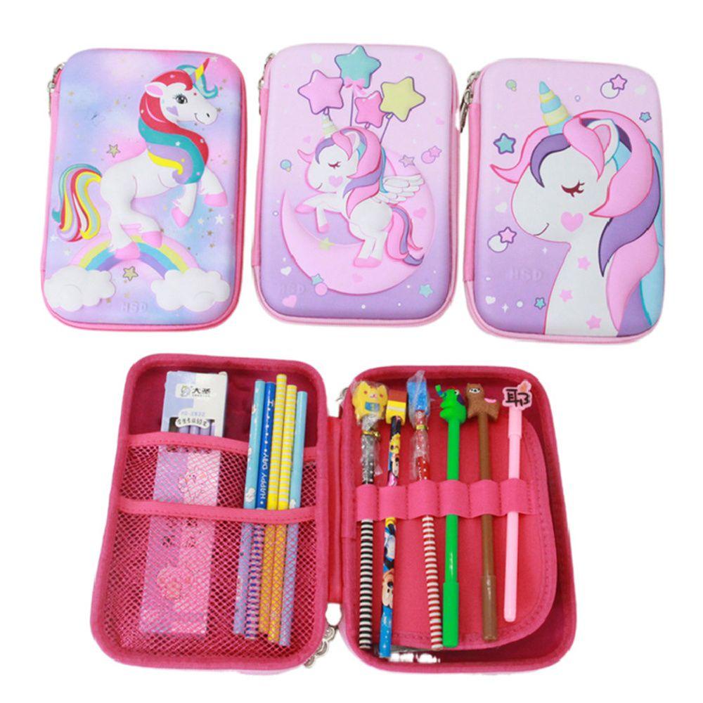 YANN1 Unicorn Pencil Case Stationery Box School Student Large Capacity 3D Cartoon