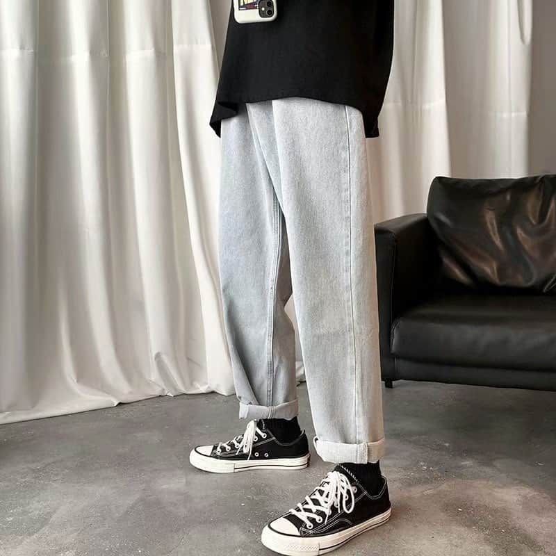 Baggy jean trắng trơn ống nhỏ