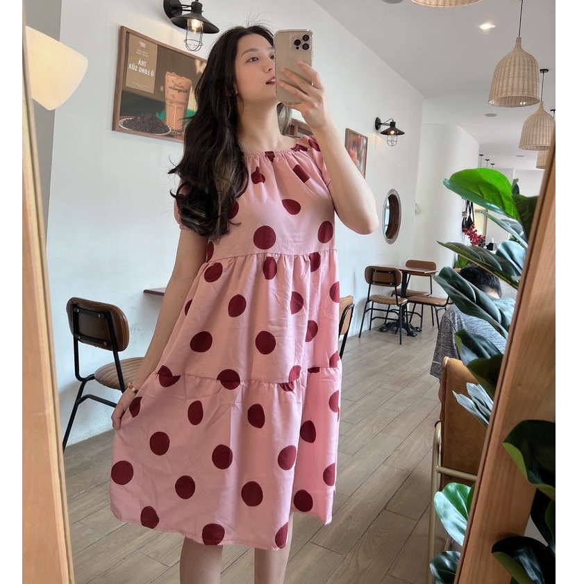 Đầm bầu ngắn tay chấm bi thời trang thiết kế MSP261 Mom and Baby