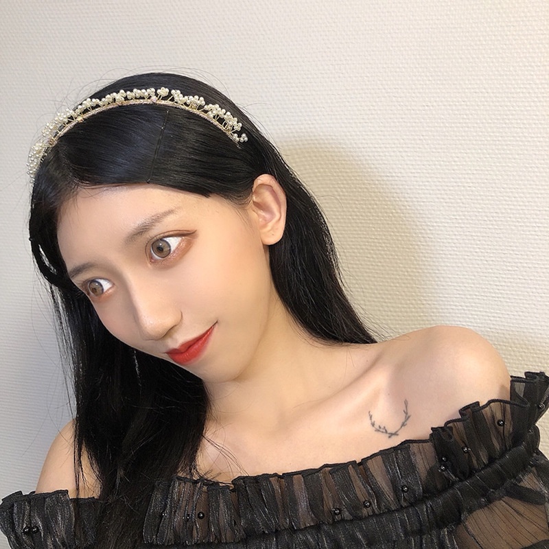 Băng Đô Cài Tóc Hình Hoa Đính Ngọc Trai Nhân Tạo Thời Trang Cho Cô Dâu