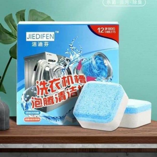 Xả kho viên tẩy lồng giặt (hộp 12 viên) tẩy sạch các vết ố đen, vết bẩn trong lồng giặt, chống bám cặn trong máy