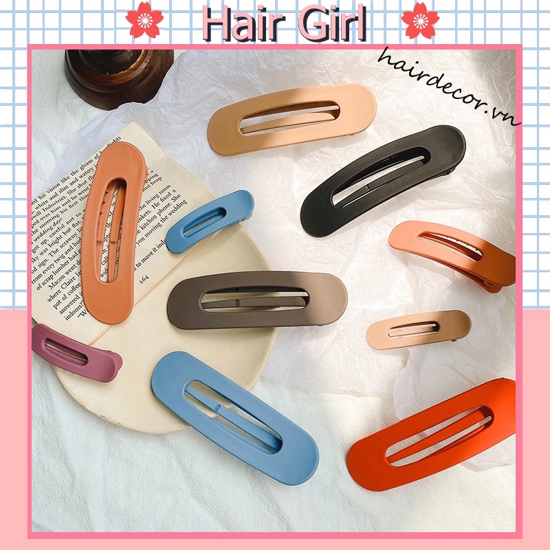 Kẹp tóc màu trơn kiểu dáng đơn giản phong cách Hàn Quốc cho nữ
