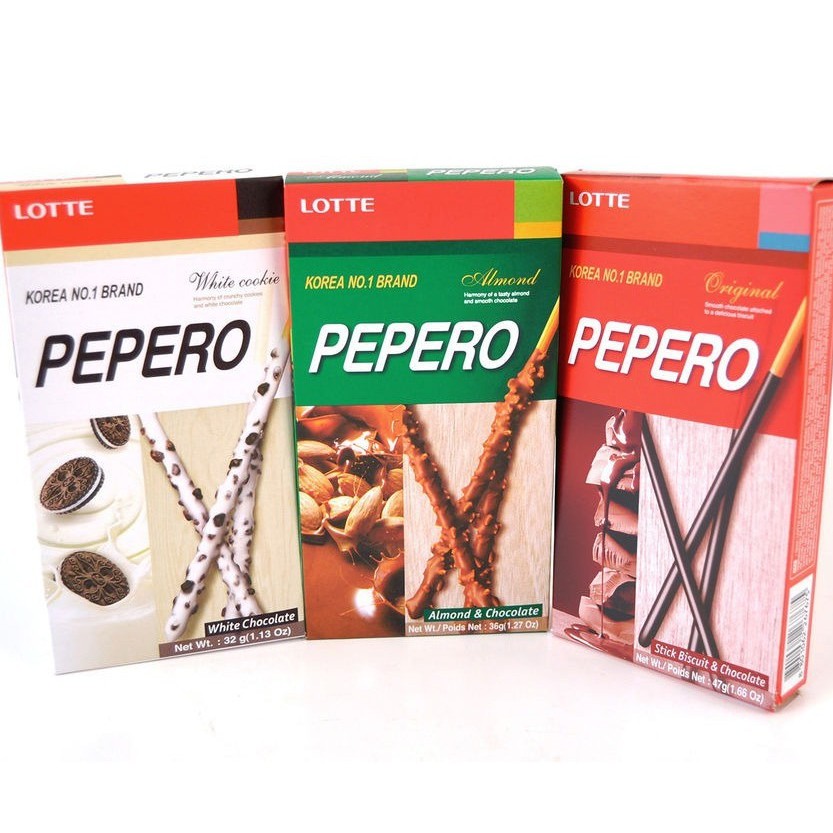 Bánh que PEPERO Hàn Quốc 32g/hộp (đủ 3 vị best seller)