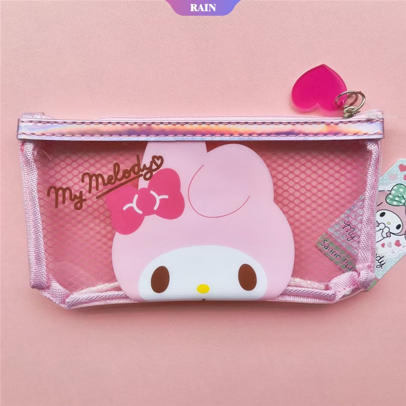 SANRIO Hộp Bút PVC Trong Suốt Họa Tiết Cinnamoroll Hello Kitty Đáng Yêu Kích Thước 20x10.5cm