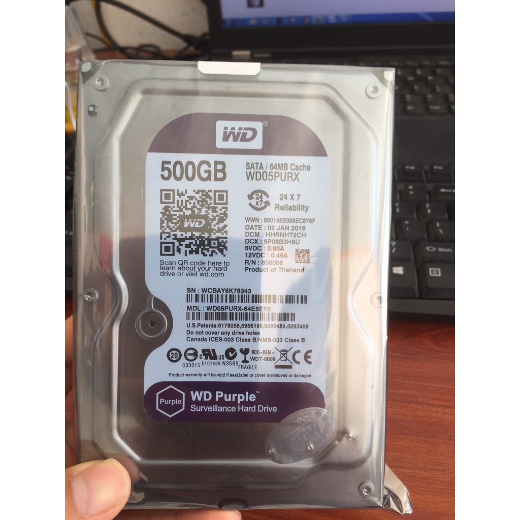 Ổ cứng camera WD 500GB Tím