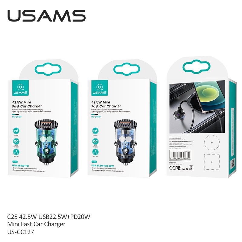 Cốc Sạc Nhanh USAMS C25 4.0 3.0 Trên Xe Ô Tô Dành Cho