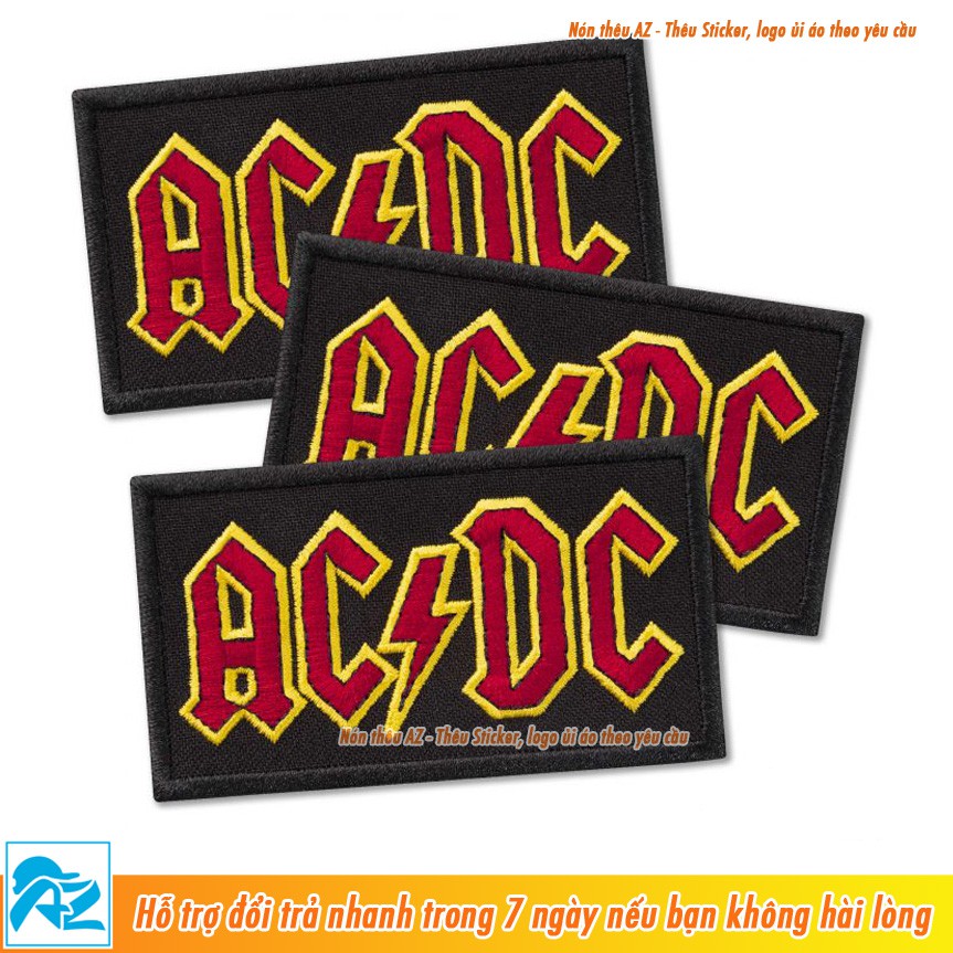 Sticker ủi thêu logo hình ACDC (lớn) - Patch ủi quần áo balo S79