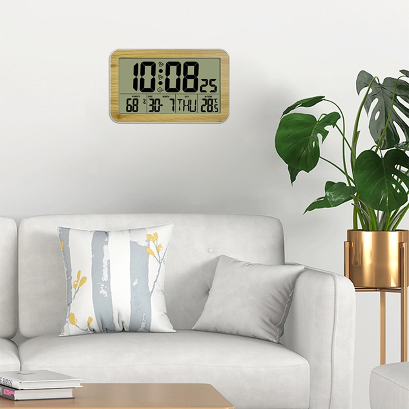Đồng Hồ Báo Thức Kỹ Thuật Số Gắn Tường Hiển Thị Nhiệt Độ Và Độ Ẩm Ngày Tuần