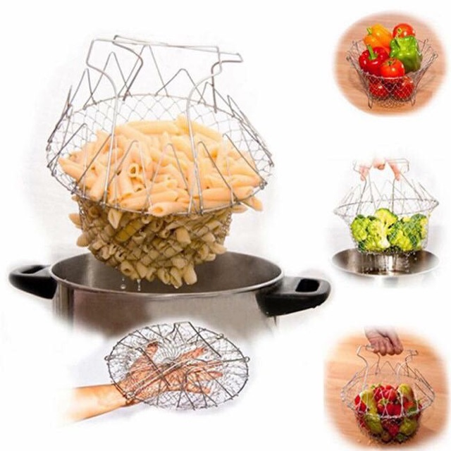 RỔ LƯỚI NHÚNG CHIÊN LUỘC CỦ QUẢ ĐA NĂNG THÔNG MINH GẤP GỌN TIỆN DỤNG