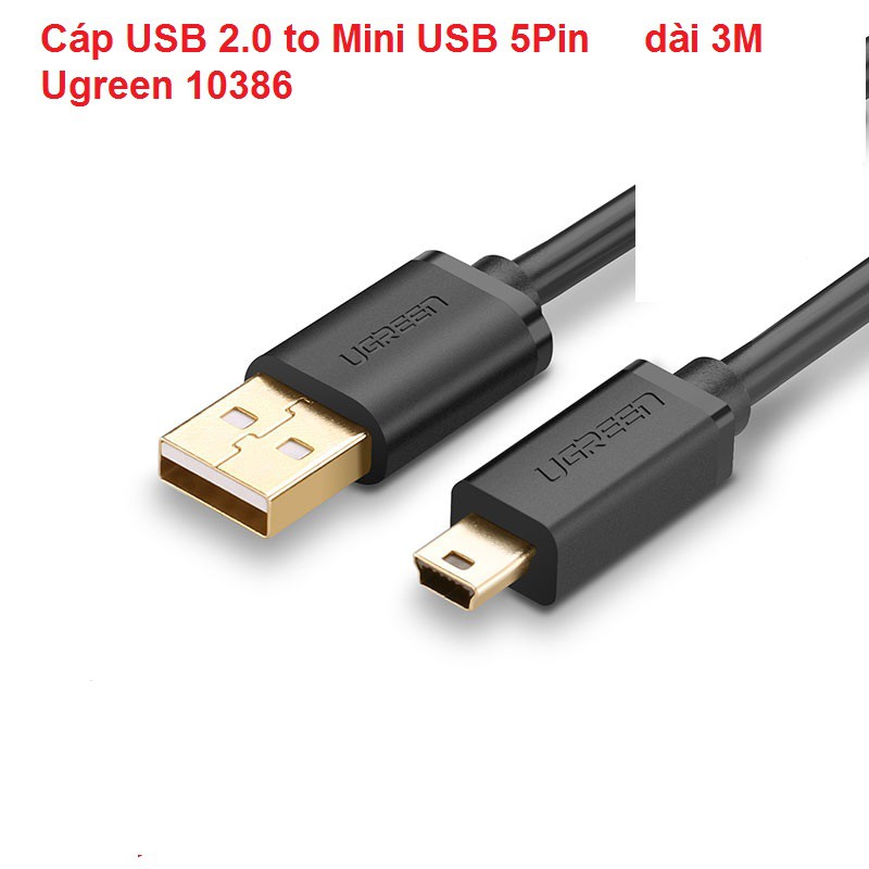 Cáp USB 2.0 sang Mini USB Ugreen (1m Ugreen10355/ 3m Ugreen10386) | BigBuy360 - bigbuy360.vn