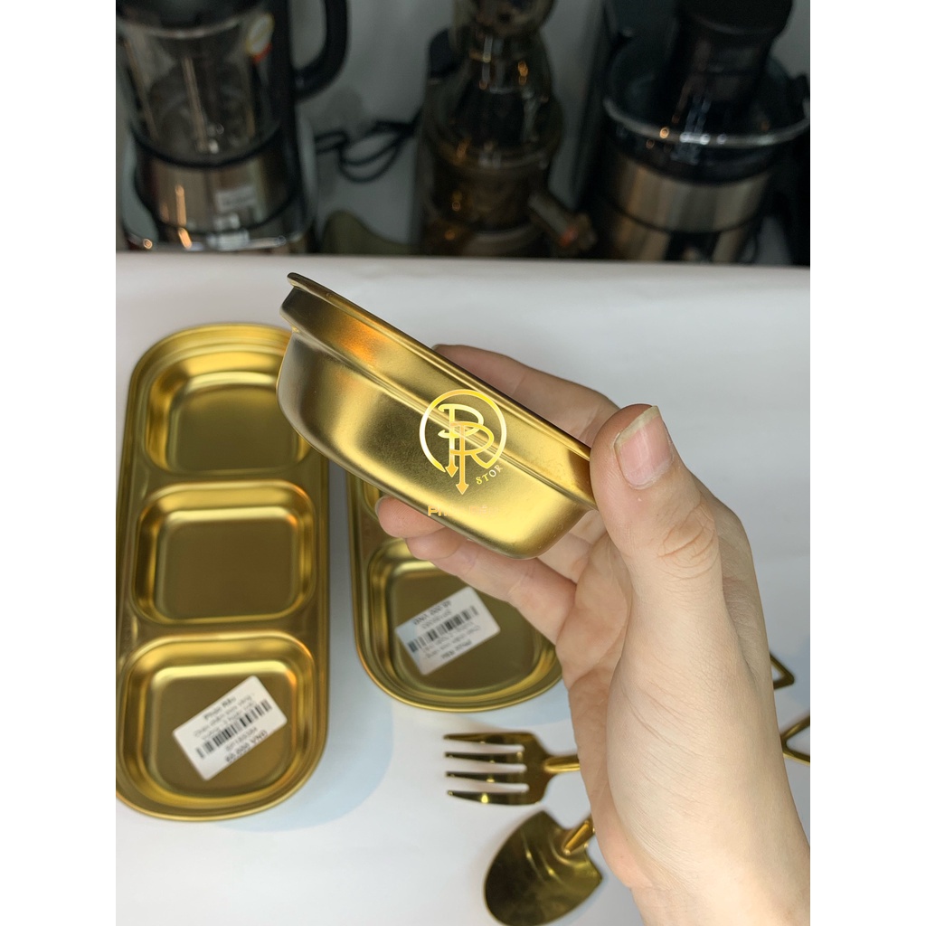 Chén chấm inox vàng Vuông