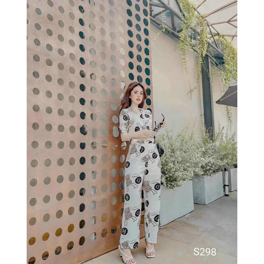 Set đồ nữ đẹp, sét bộ quần ống rộng áo kiểu croptop cài nút thật quá đẹp