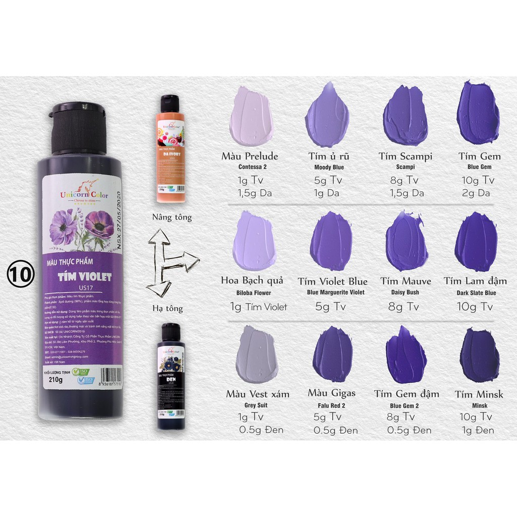 Màu thực phẩm 210g - Tím Violet MS10 (Syrup color Violet) - Unicorn color