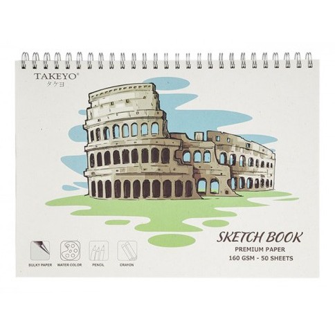 Sổ vẽ lò xo Takeyo B4 giấy màu ngà Sketch Book TMG- 8525