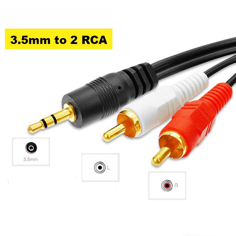 Dây Cáp Âm Thanh Chuyển Đổi Từ Giắc Cắm 3.5mm Sang 2 RCA AV Dành Cho Điện Thoại Mp3 TV
