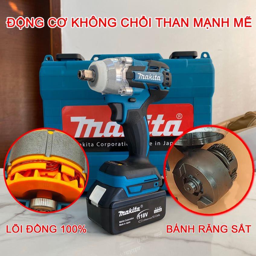 Máy Siết Bulong Makita 199V, Bắn Bu lông Không Chổi Than, Máy Vặn ốc, Bắt Vít, Khoan Búa 100% lõi đồng