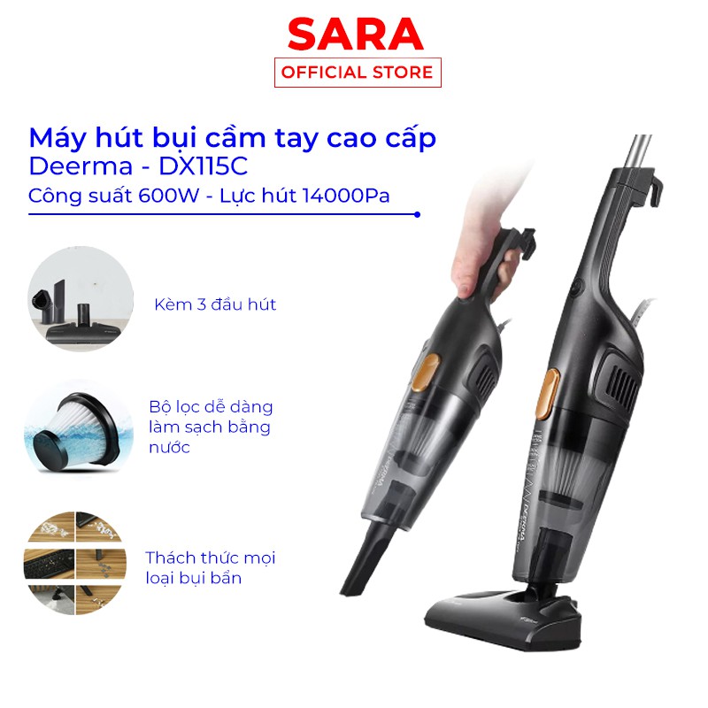 Máy hút bụi cầm tay DX115C, công suất 600W, lực hút mạnh hơn 14000Pa