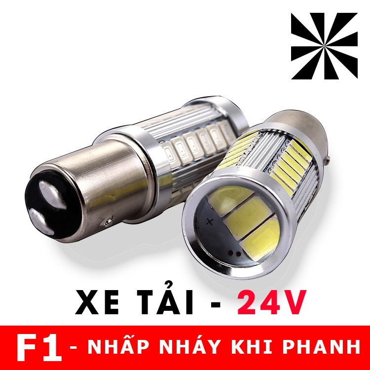 01 bóng đèn LED phanh F1 NHẤP NHÁY 24v cho xe tải - chuẩn 1157 - 2 tim