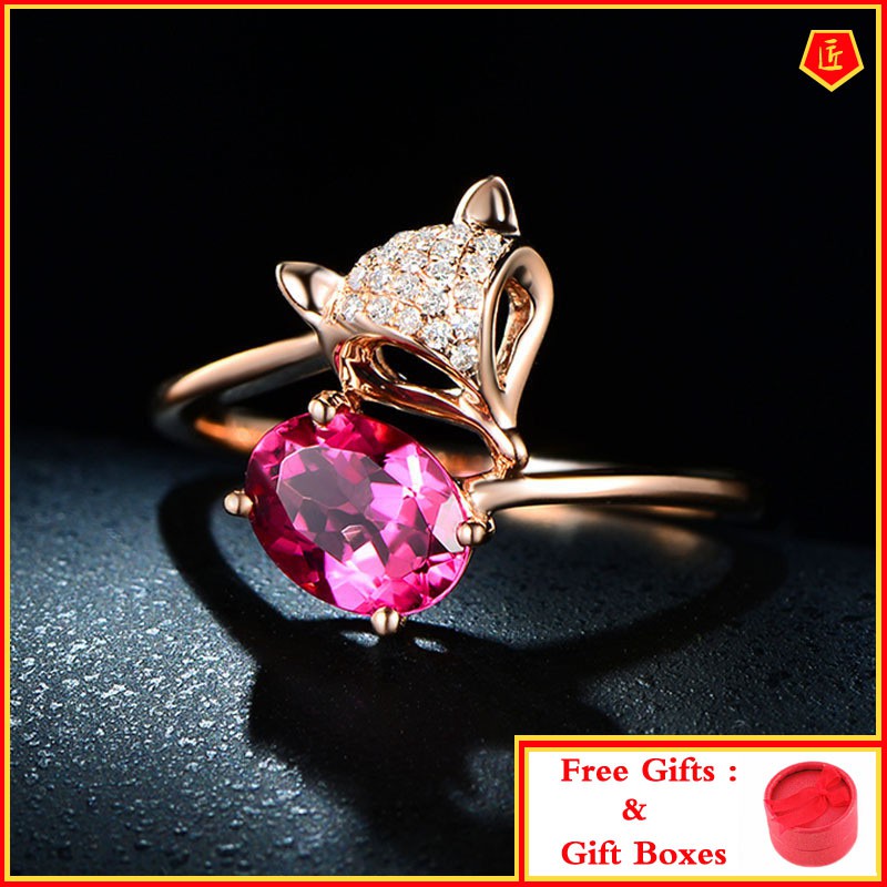 Nhẫn mạ vàng hồng đính đá ruby sang trọng cho nữ