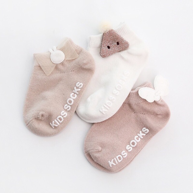 Sét 3 Tất nơ bé gái chống trượt KID SOCKS