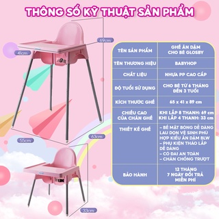 Ghế ăn dặm cho bé Glosby Babyhop kèm mặt bàn,ăn dặm kiểu nhật & BLW, 2 chế độ chân, kèm mặt bàn, cho bé từ 6 tháng
