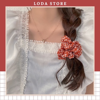 Dây cột tóc vải scrunchies hoa lá nhiều màu xinh xắn