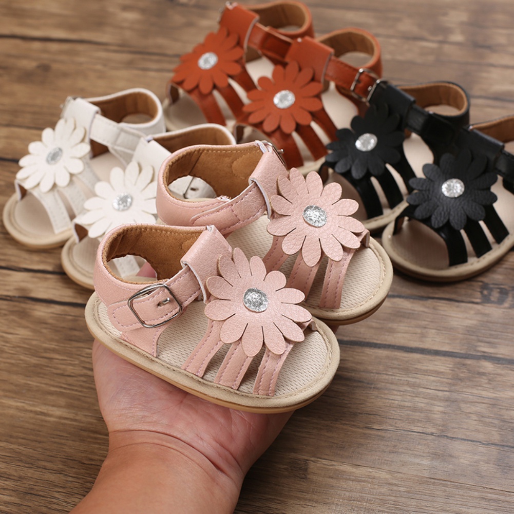 Xăng đan Da PU Đế Mềm Chống Trượt Cho Bé Gái 0-18 Tháng Tuổi