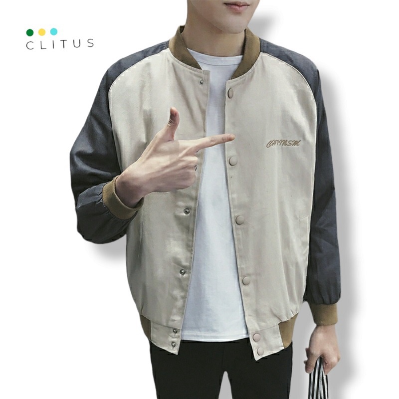 Áo Khoác BomBer Dù Cặp Nam Nữ Cúc Bấm Siêu Đẹp - CLITUS FASHION