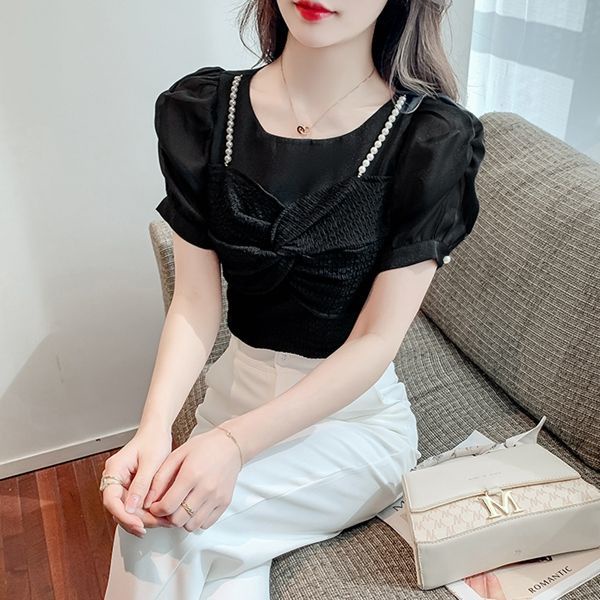 Áo Thun Tay Ngắn Chất Chiffon Thiết Kế Hợp Thời Trang Cho Phái Nữ