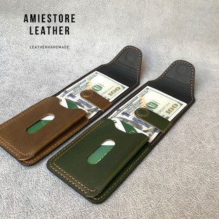 [ Rẻ Nhất ] Ví Sen Da Bò - Da Pullup Màu Olive - Ví Da Mini