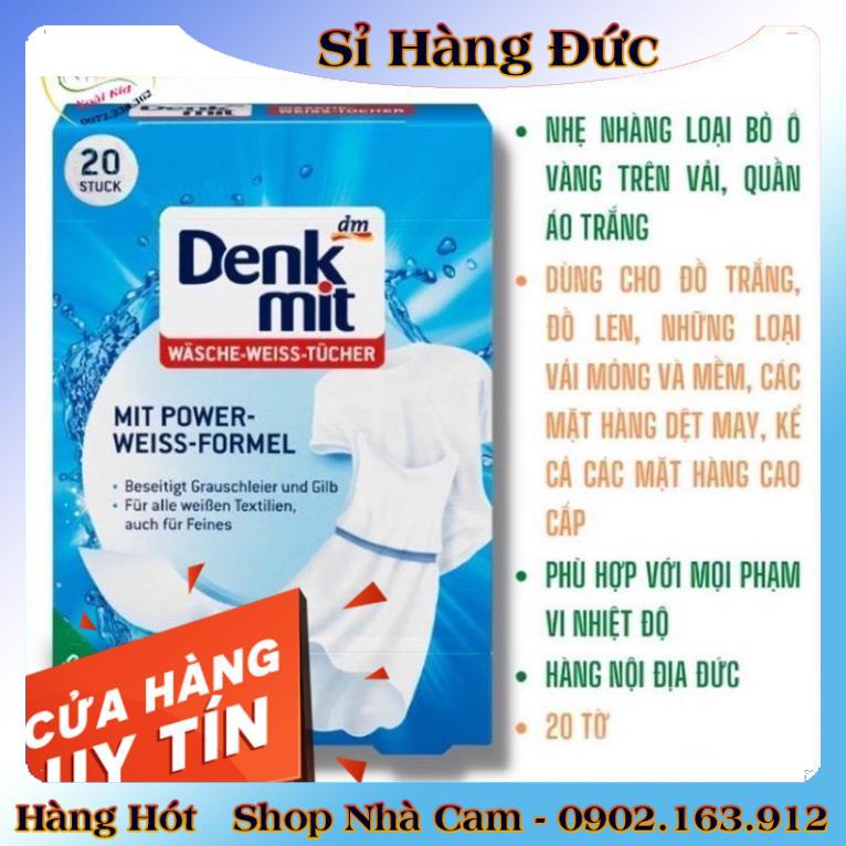 Giấy tẩy trắng quần áo, bột tẩy trắng, bánh xà phòng cổ áo và giáy chống phai màu Denkmit  của Đức