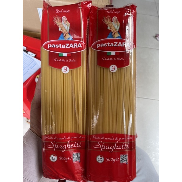 Mì Ống Ý ( Spaghetti ) / PastaZARA ( 3 ) / Gói 500GR / Thơm Ngon Hấp Dẫn - Chuẩn Vị Nhà Hàng