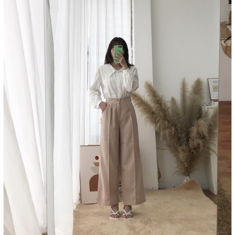 [Ảnh thật] Quần ống suông hách dáng [Tặng Kèm Scrunchies]